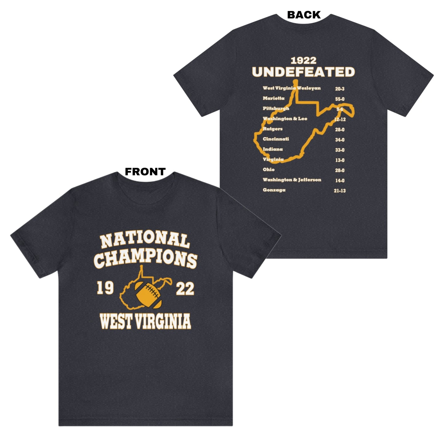 1922 WVU Football National Champions TShirt EerRational